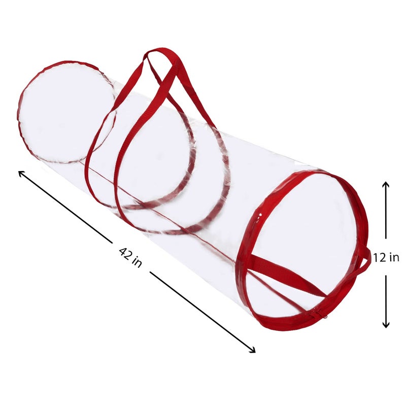Primode Wrapping Paper Storage Bag, Gift Wrap Organizer, Fits 40 Inch Long Rolls, Hold Up to 24 Rolls, Heavy Duty Clear PVC Bag with Top and Side Handles (Red) - Image 3